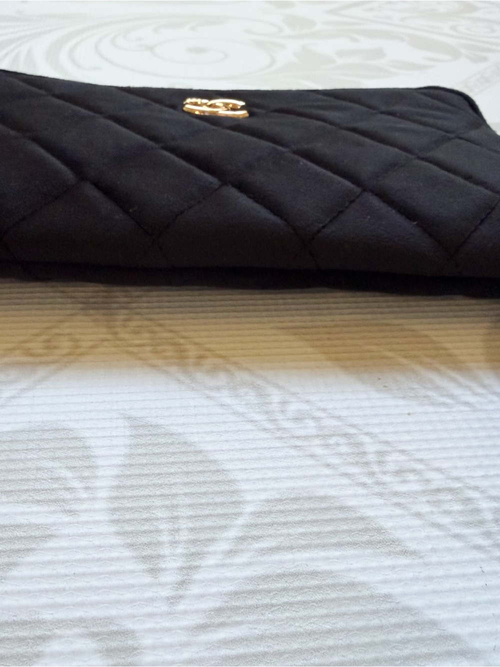 CHANEL Black Quilted Cosmetic Pouch with Gold CC Emblem - Picture 8 of 11